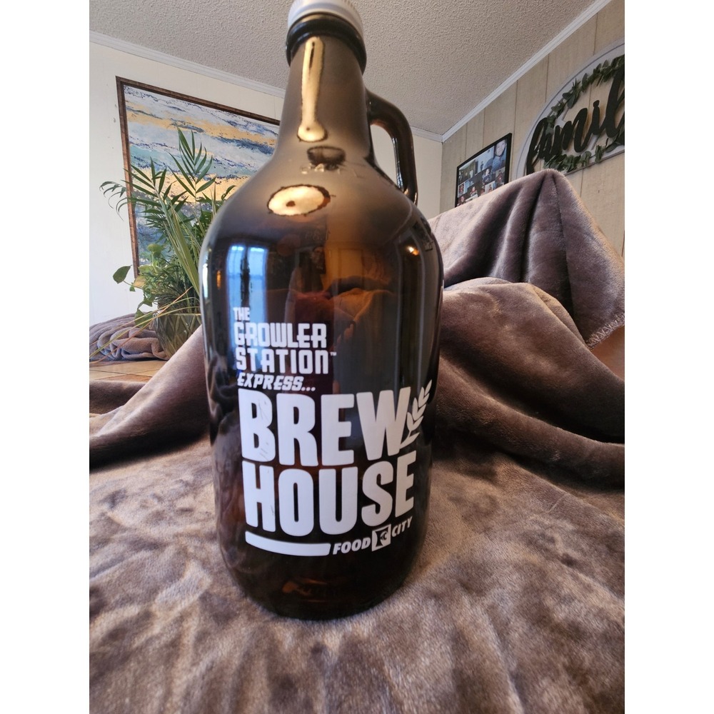 The Growler Station Express Brew House 64oz EMPTY Jug Glass Pitcher Crush